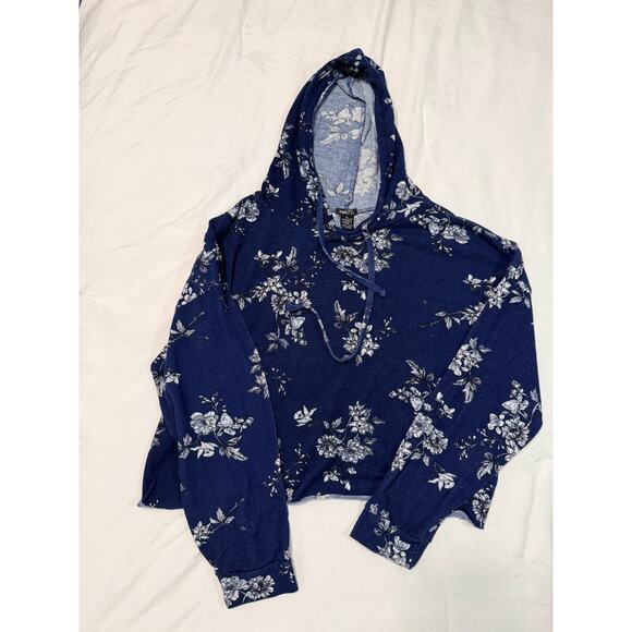 Rue21 Blue Floral Croptop Women's Hoodie XL - Picture 4 of 4